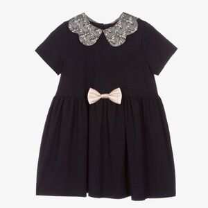Hucklebones London Girls Navy Blue Jersey Dress Size: 3 year